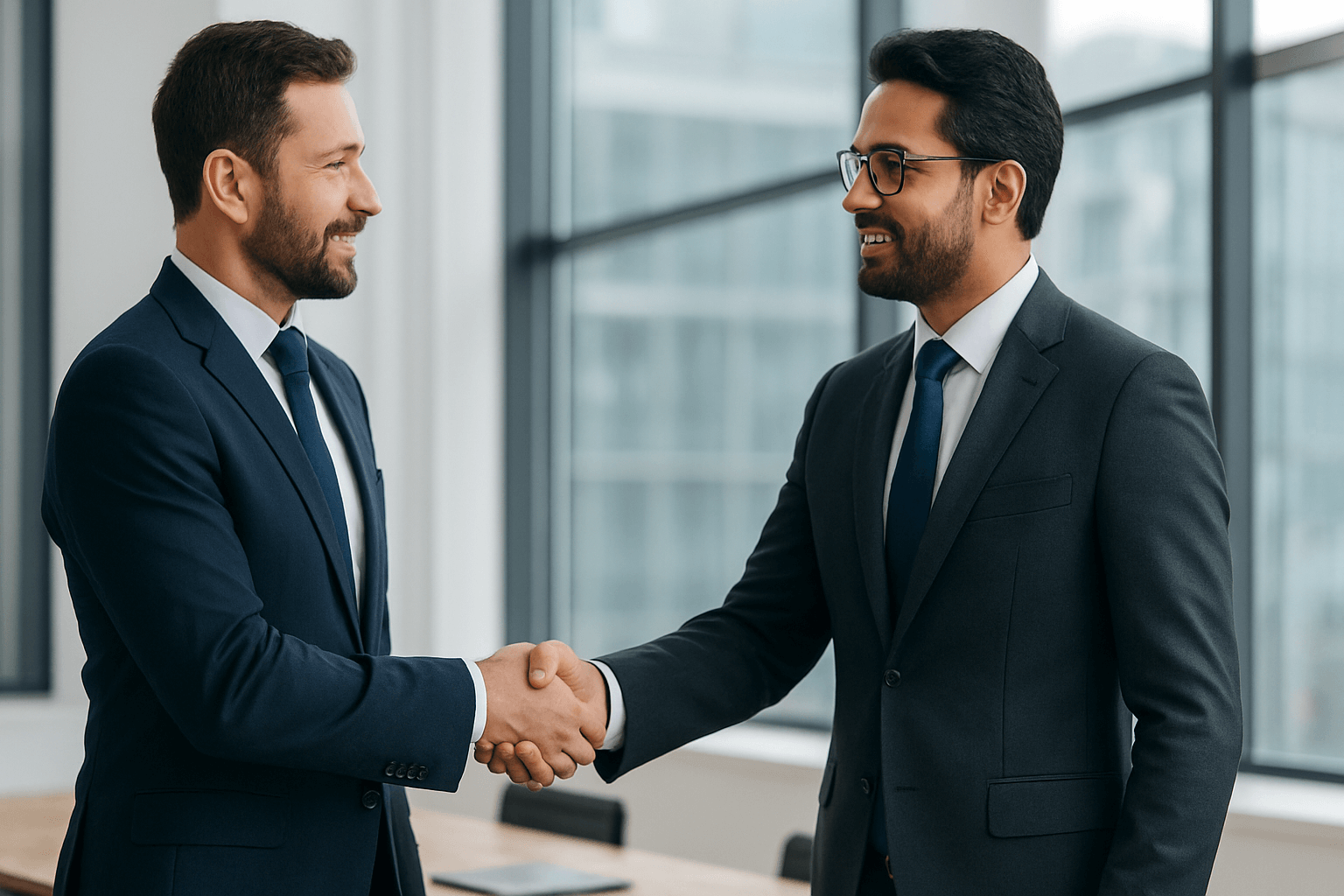 Two business people shaking hands
